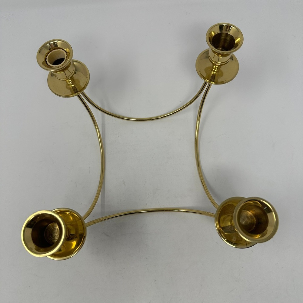 Partylite Modern Brass Candelabra 4 Taper Candle Holder Centerpiece MCM